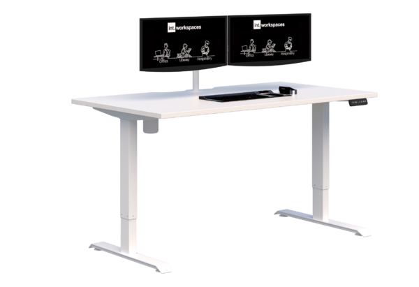 Duo II Express Electric Height Adjustable Desk White Frame with 1500mm x 800mm White Top