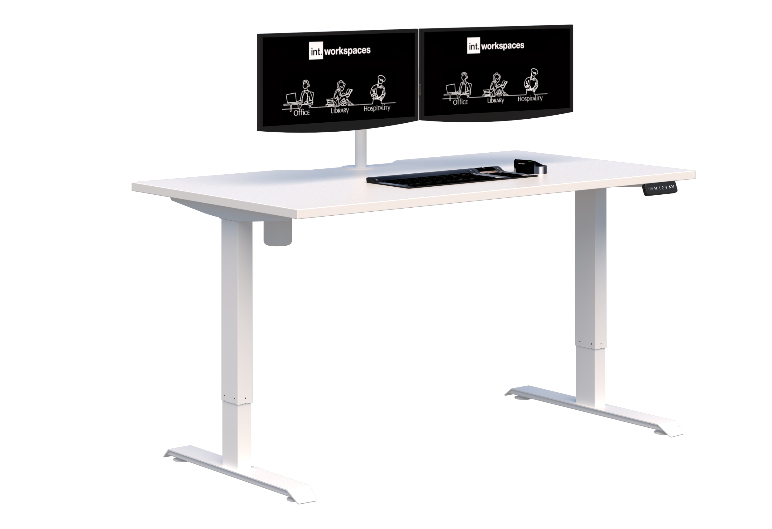 Duo II Express Electric Height Adjustable Desk White Frame with 1500mm x 800mm White Top - Image 4