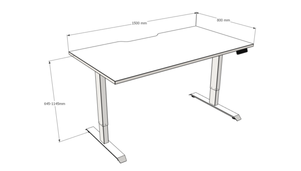 Duo II Express Electric Height Adjustable Desk White Frame with 1500mm x 800mm White Top