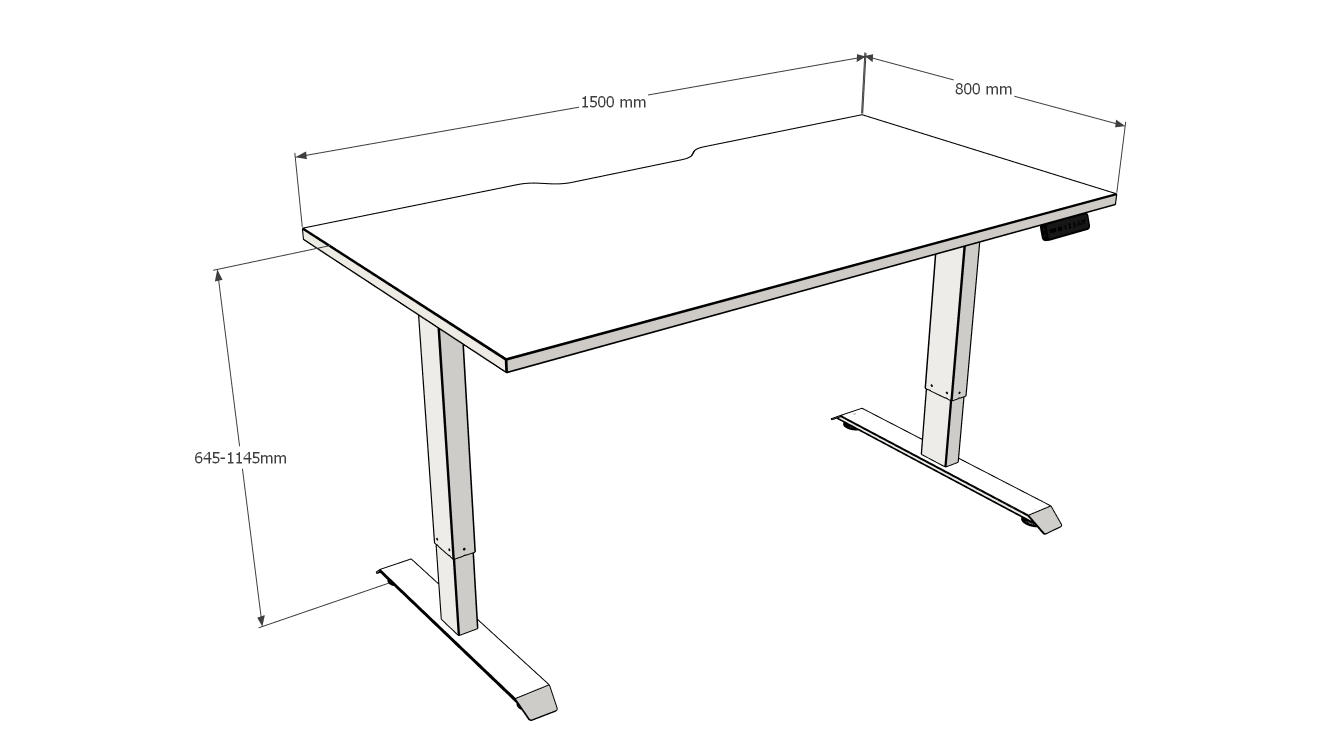 Duo II Express Electric Height Adjustable Desk White Frame with 1500mm x 800mm White Top - Image 2